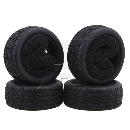 BQLZR 4pcs RC 1:10 On-Road Racing Car Flame Pattern Rubber Tyre Black RC Tire