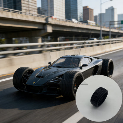BQLZR 4pcs RC 1:10 On-Road Racing Car Flame Pattern Rubber Tyre Black RC Tire