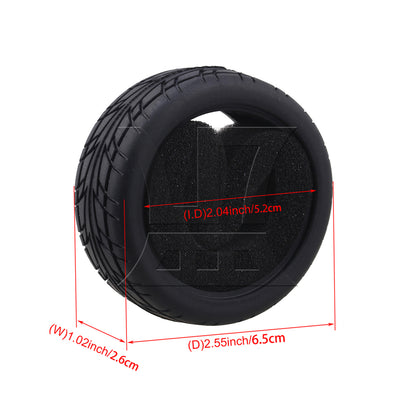BQLZR 4pcs RC 1:10 On-Road Racing Car Flame Pattern Rubber Tyre Black RC Tire