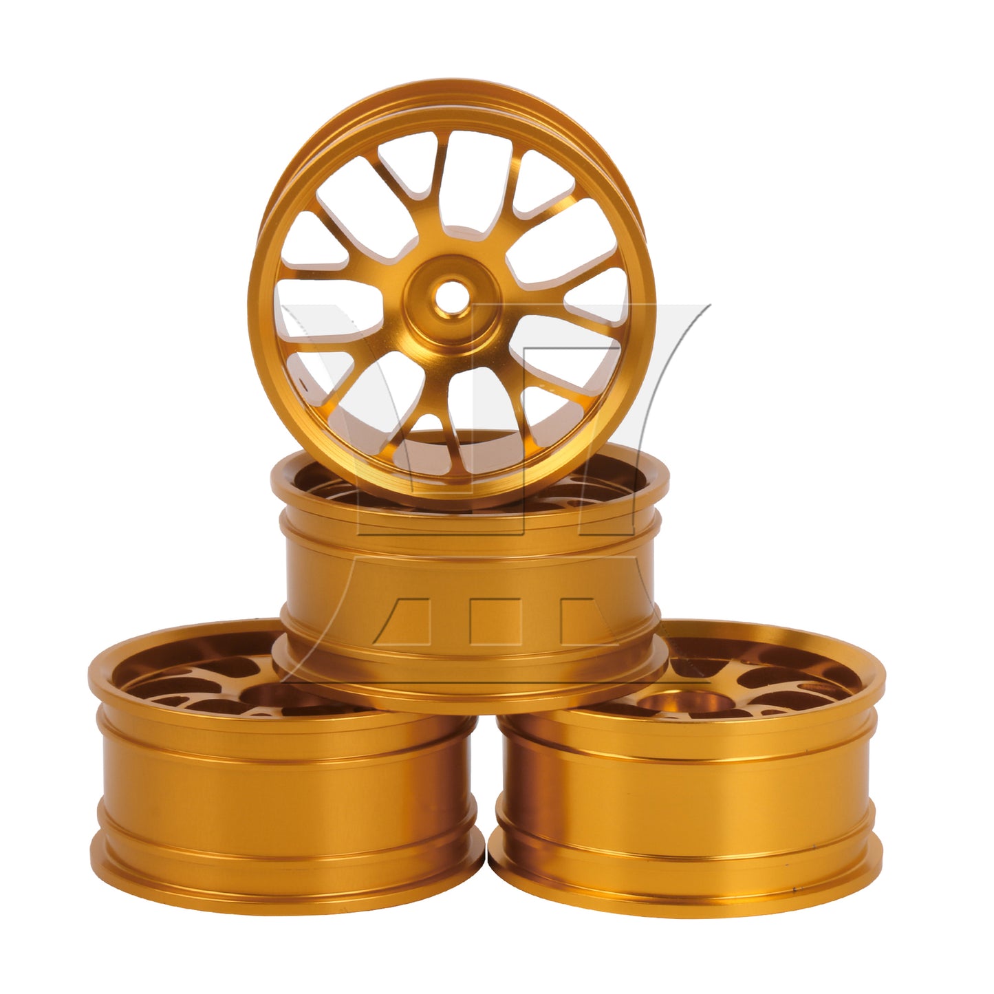 BQLZR 4pcs Golden Upgrade Aluminum Wheel Rims Y-Shape for RC1:10 On Road Racing Car