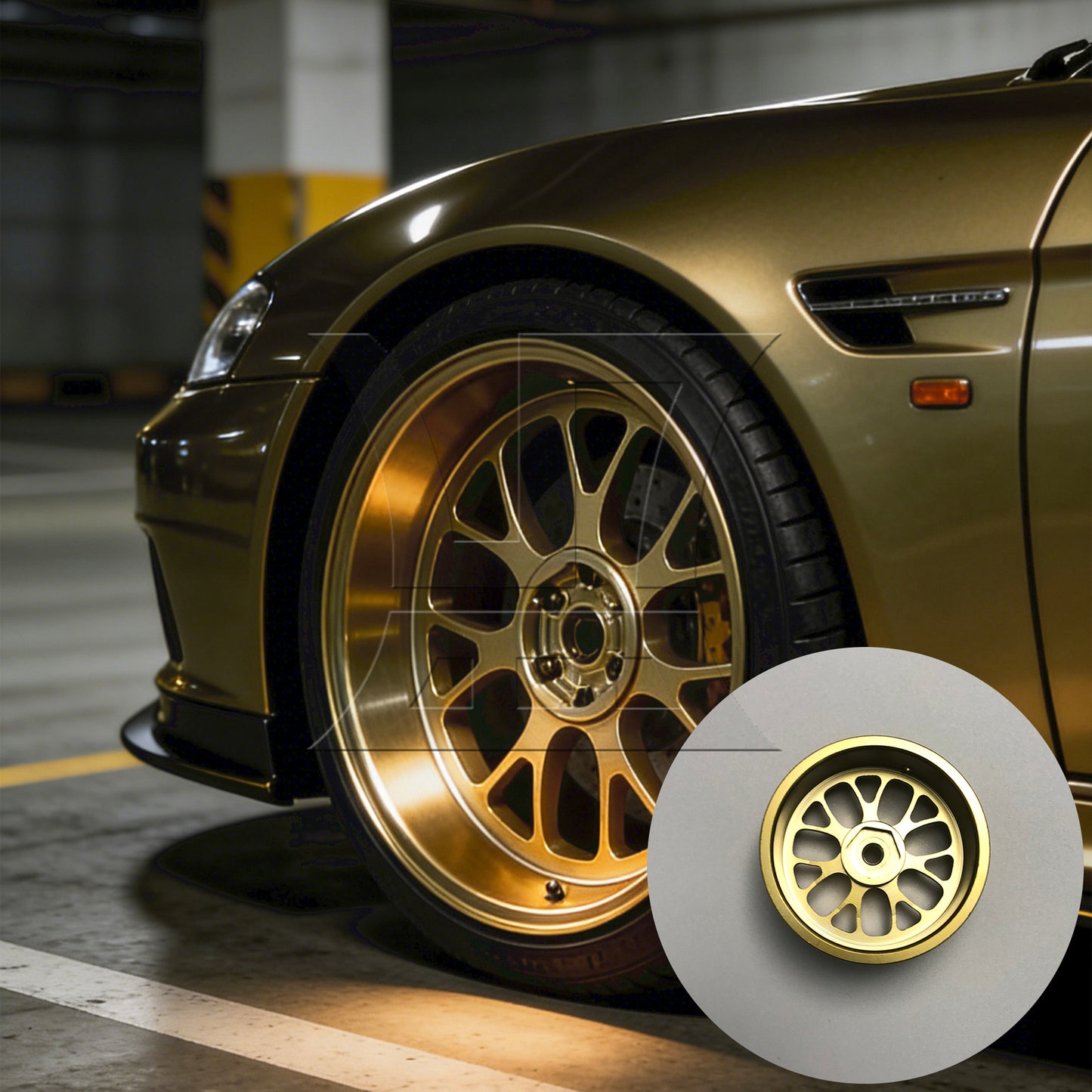 BQLZR 4pcs Golden Upgrade Aluminum Wheel Rims Y-Shape for RC1:10 On Road Racing Car