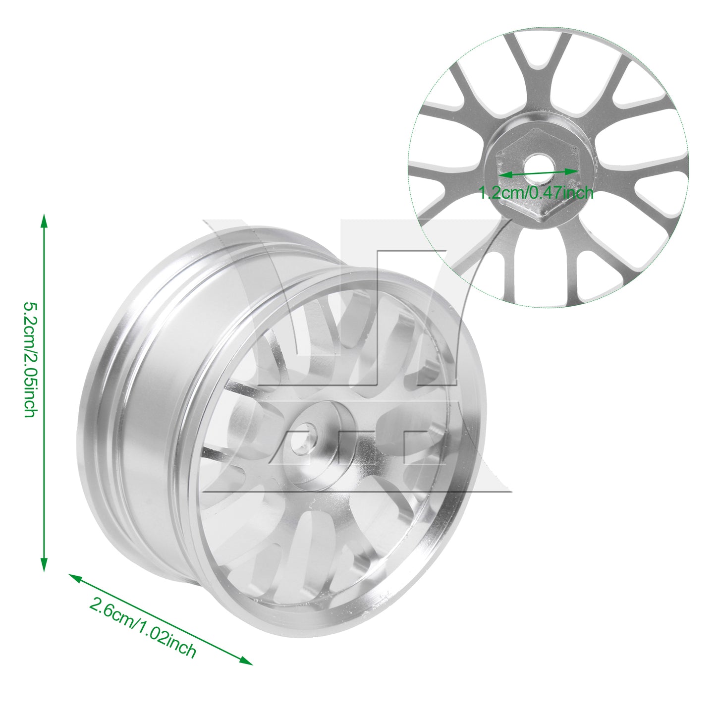 BQLZR Silver Alloy Upgrade Wheel Rims Y-Shape for RC1:10 On Road Car & Drift Car
