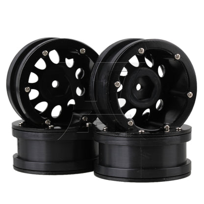 BQLZR 4pcs Plastic 10 Hole Wheel Rim Alloy Beadlock for RC1:10 Rock Crawler Black