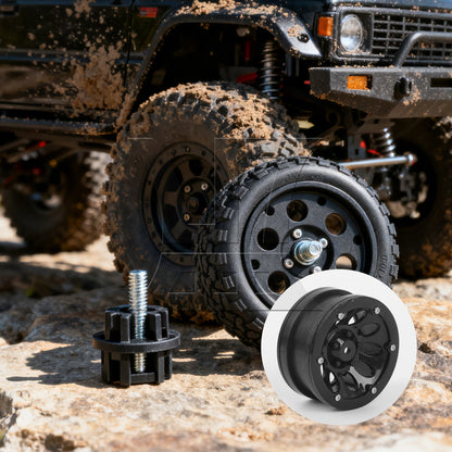 BQLZR 4pcs Plastic 10 Hole Wheel Rim Alloy Beadlock for RC1:10 Rock Crawler Black