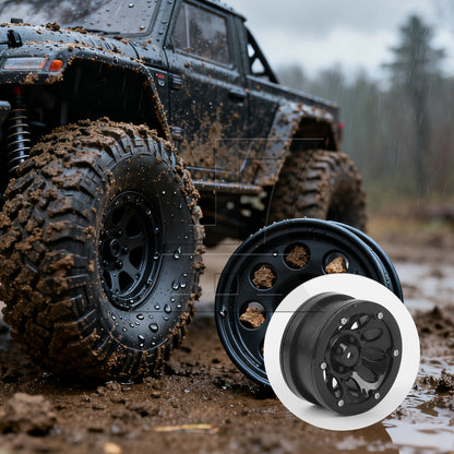 BQLZR 4pcs Plastic 10 Hole Wheel Rim Alloy Beadlock for RC1:10 Rock Crawler Black