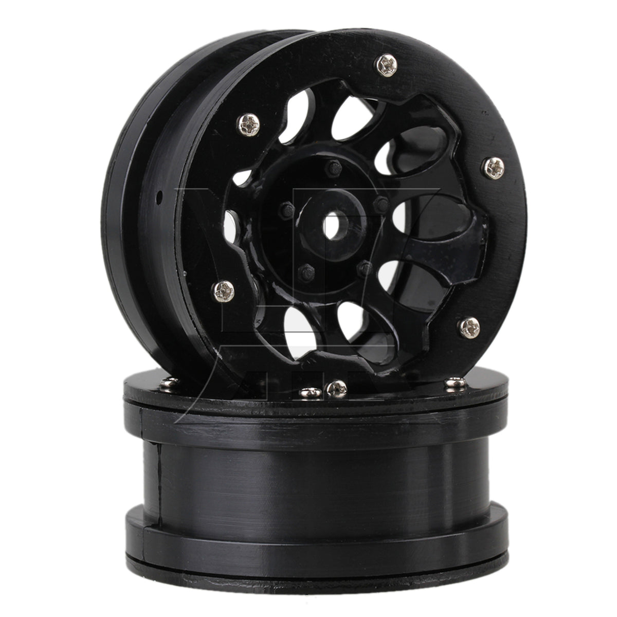 BQLZR 4pcs Plastic 10 Hole Wheel Rim Alloy Beadlock for RC1:10 Rock Crawler Black