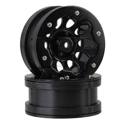 BQLZR 4pcs Plastic 10 Hole Wheel Rim Alloy Beadlock for RC1:10 Rock Crawler Black