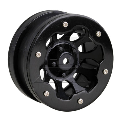 BQLZR 4pcs Plastic 10 Hole Wheel Rim Alloy Beadlock for RC1:10 Rock Crawler Black