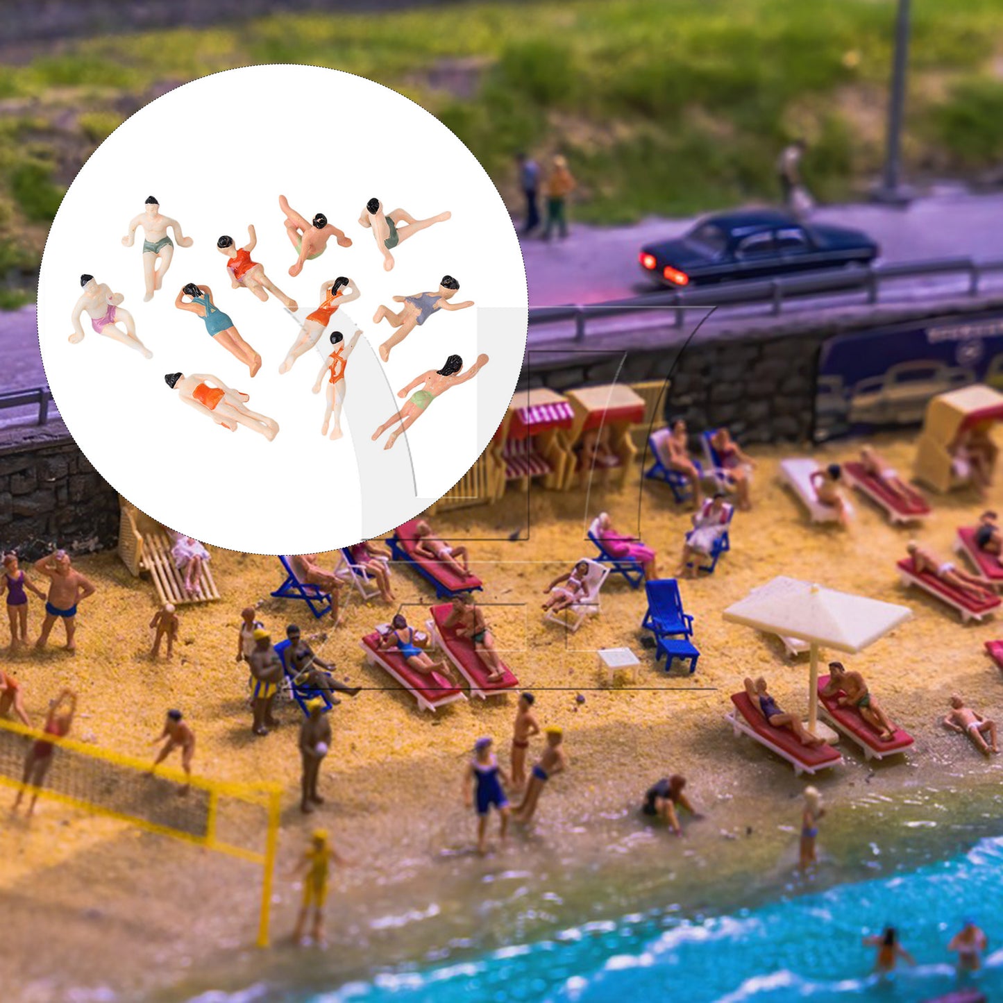 BQLZR 20 Pieces UnPainted Miniature 1:75 Swimming People Model Multicolor
