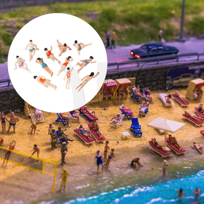 BQLZR 20 Pieces UnPainted Miniature 1:75 Swimming People Model Multicolor