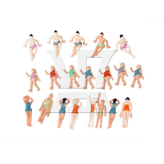 BQLZR 20 Pieces UnPainted Miniature 1:75 Swimming People Model Multicolor