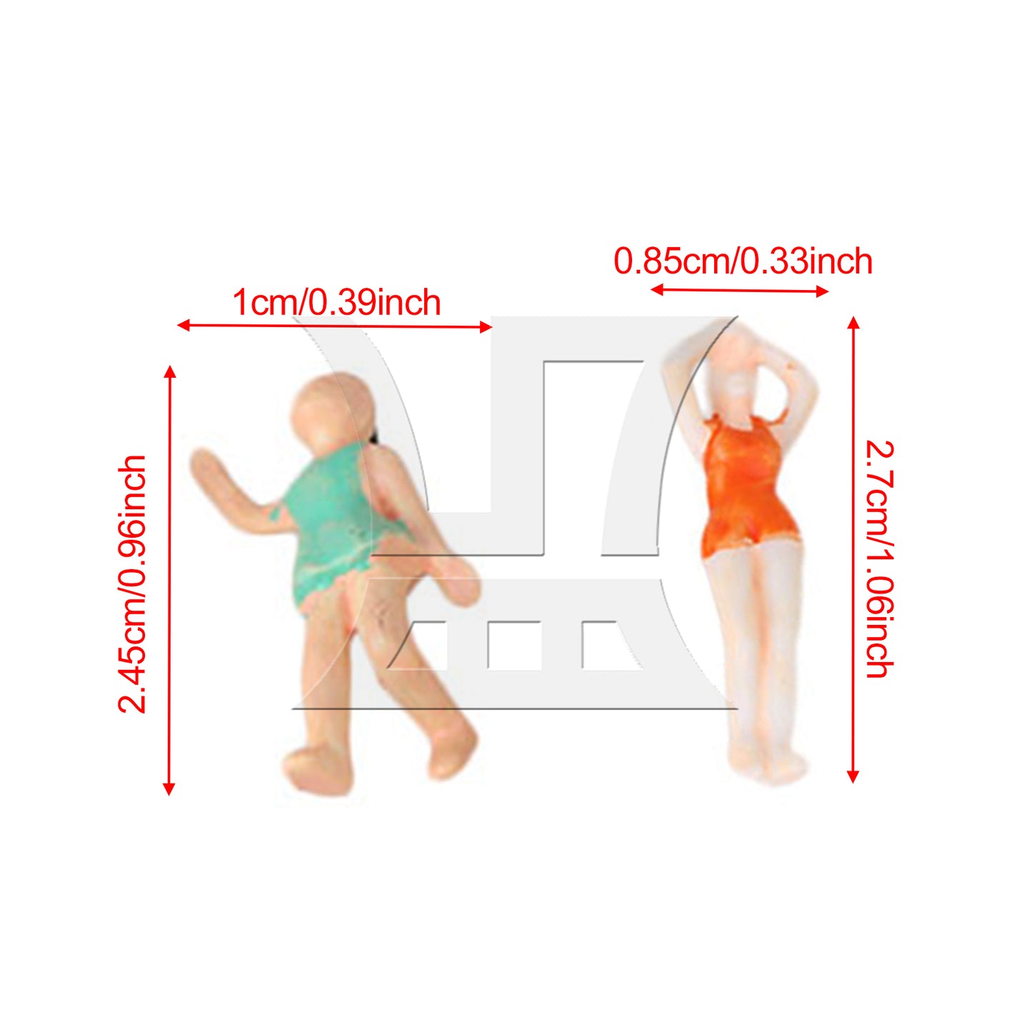 BQLZR 20 Pieces UnPainted Miniature 1:75 Swimming People Model Multicolor