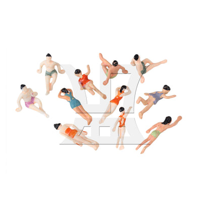 BQLZR 20 Pieces UnPainted Miniature 1:75 Swimming People Model Multicolor