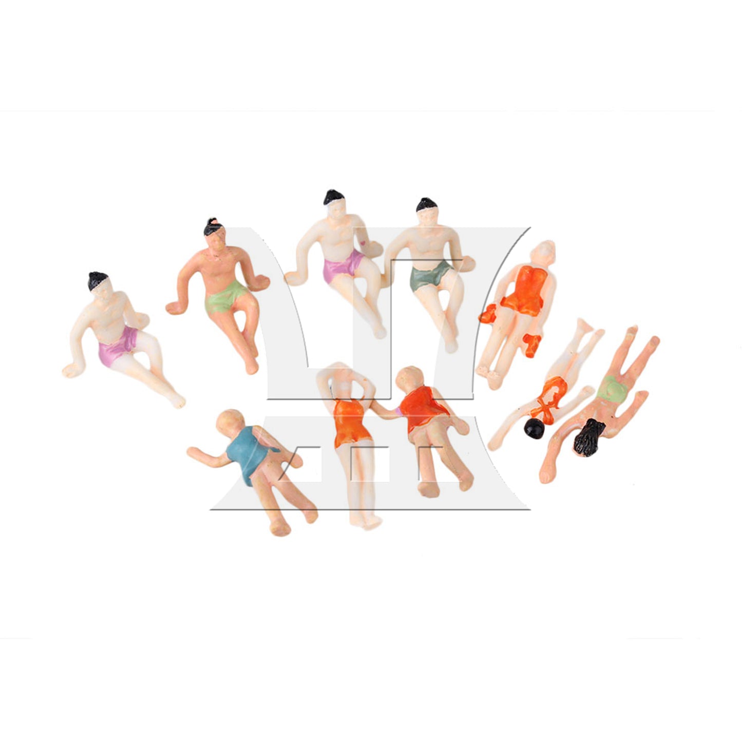 BQLZR 20 Pieces UnPainted Miniature 1:75 Swimming People Model Multicolor