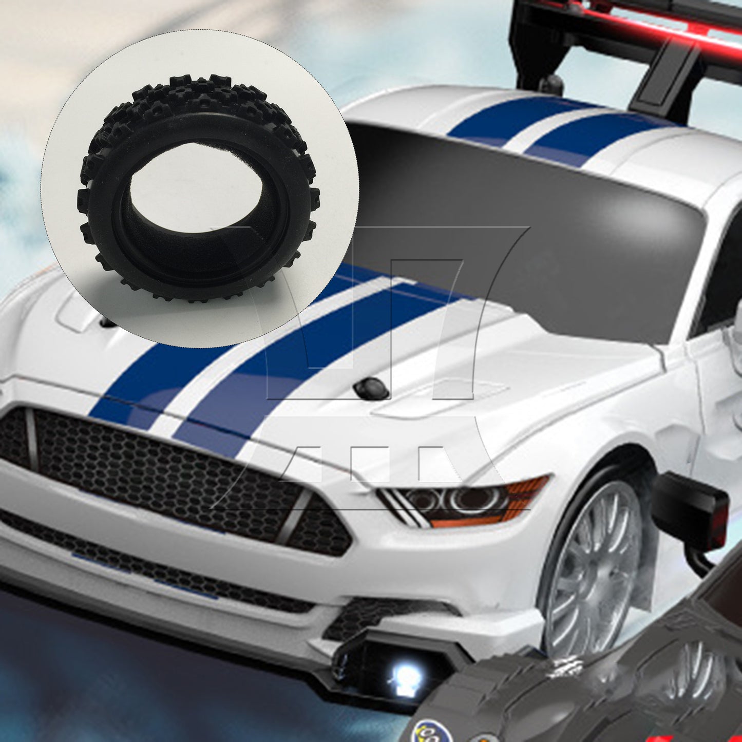BQLZR 4xRC1:10 On-road Car Flower Pattern Rubber Tyre+Titanium Y-Shape Alloy Wheel Rim