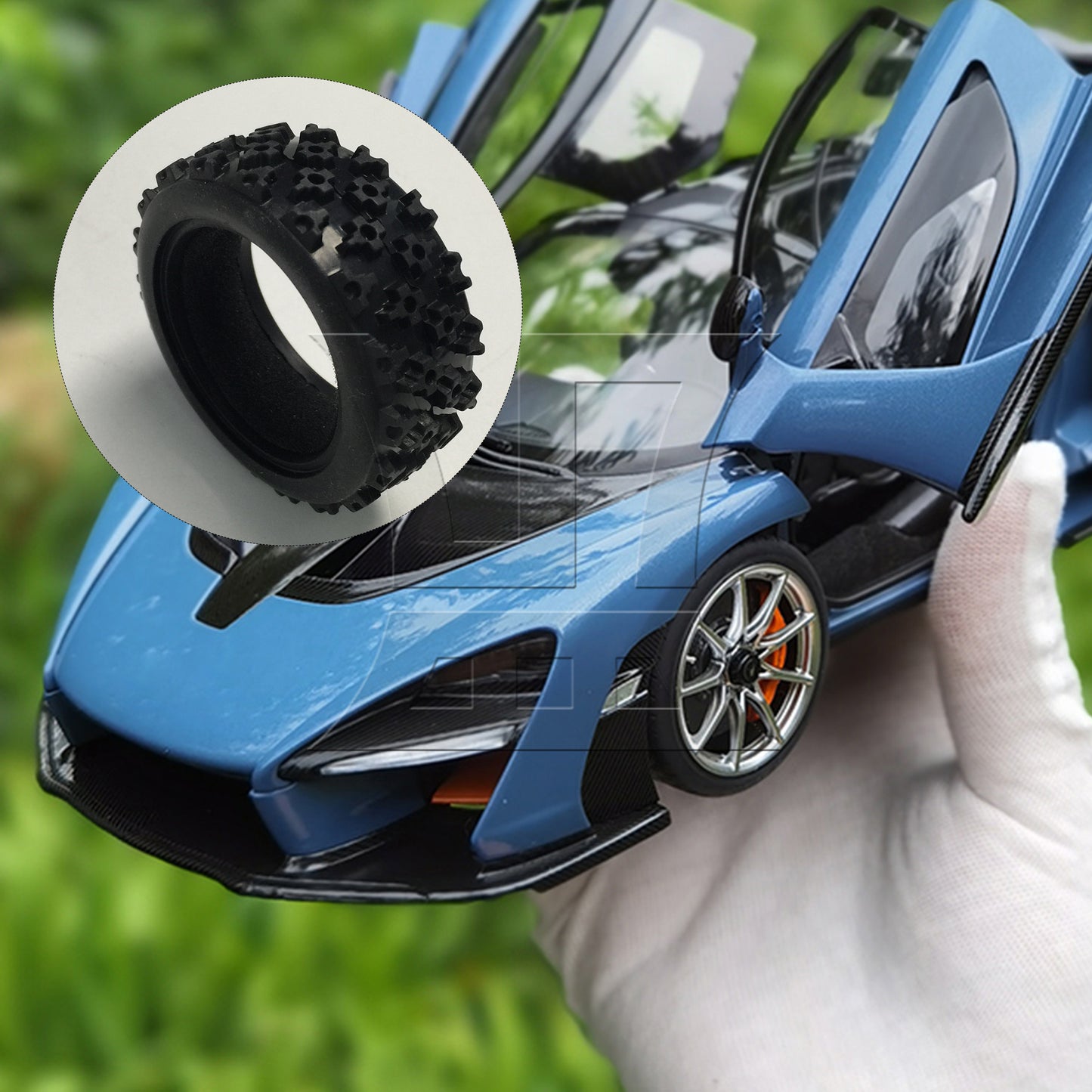 BQLZR 4xRC1:10 On-road Car Flower Pattern Rubber Tyre+Titanium Y-Shape Alloy Wheel Rim