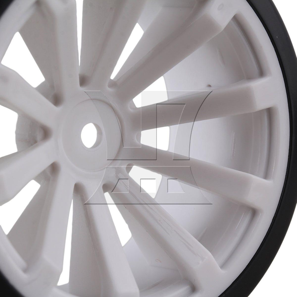 BQLZR 4pcs RC1:10 On Road Car 10 Spoke White Wheel Rims + Black Drift Tyres BQLZR