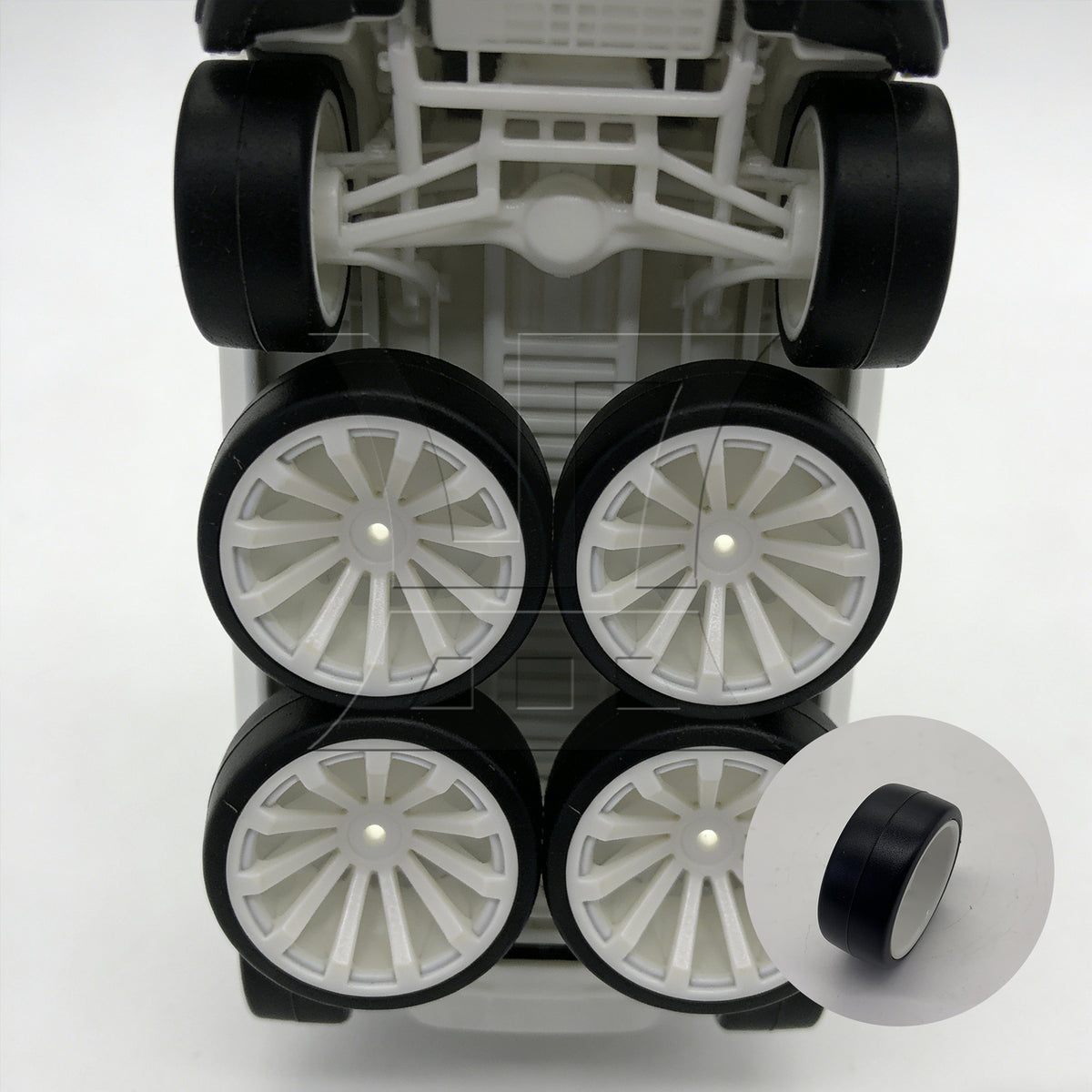 BQLZR 4pcs RC1:10 On Road Car 10 Spoke White Wheel Rims + Black Drift Tyres BQLZR