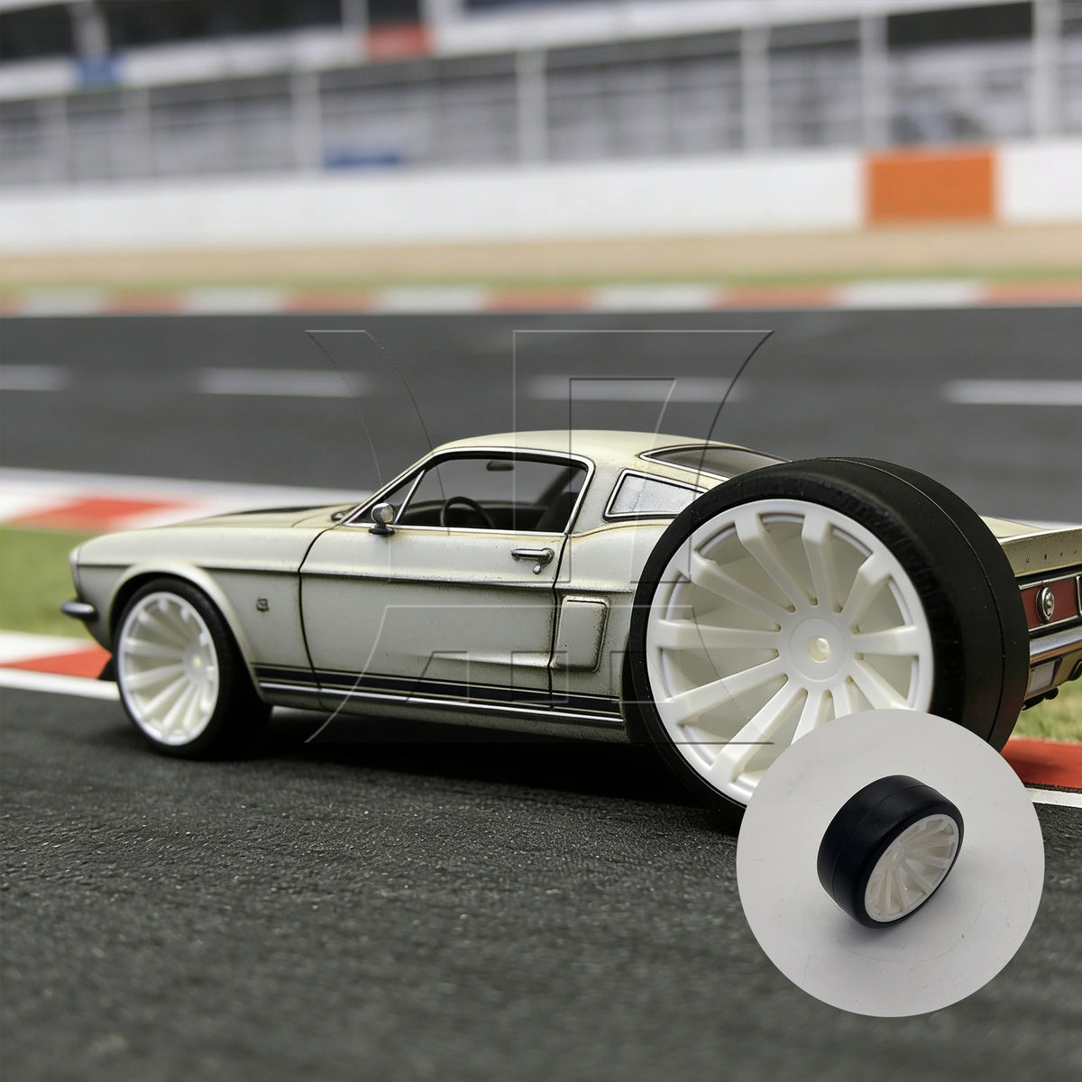 BQLZR 4pcs RC1:10 On Road Car 10 Spoke White Wheel Rims + Black Drift Tyres BQLZR