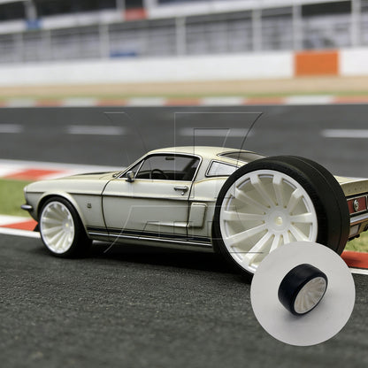 BQLZR 4pcs RC1:10 On Road Car 10 Spoke White Wheel Rims + Black Drift Tyres BQLZR