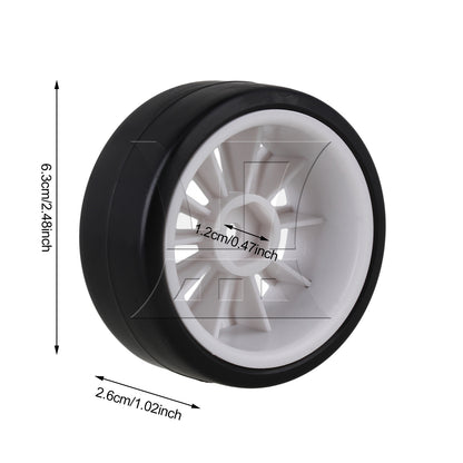 BQLZR 4pcs RC1:10 On Road Car 10 Spoke White Wheel Rims + Black Drift Tyres BQLZR