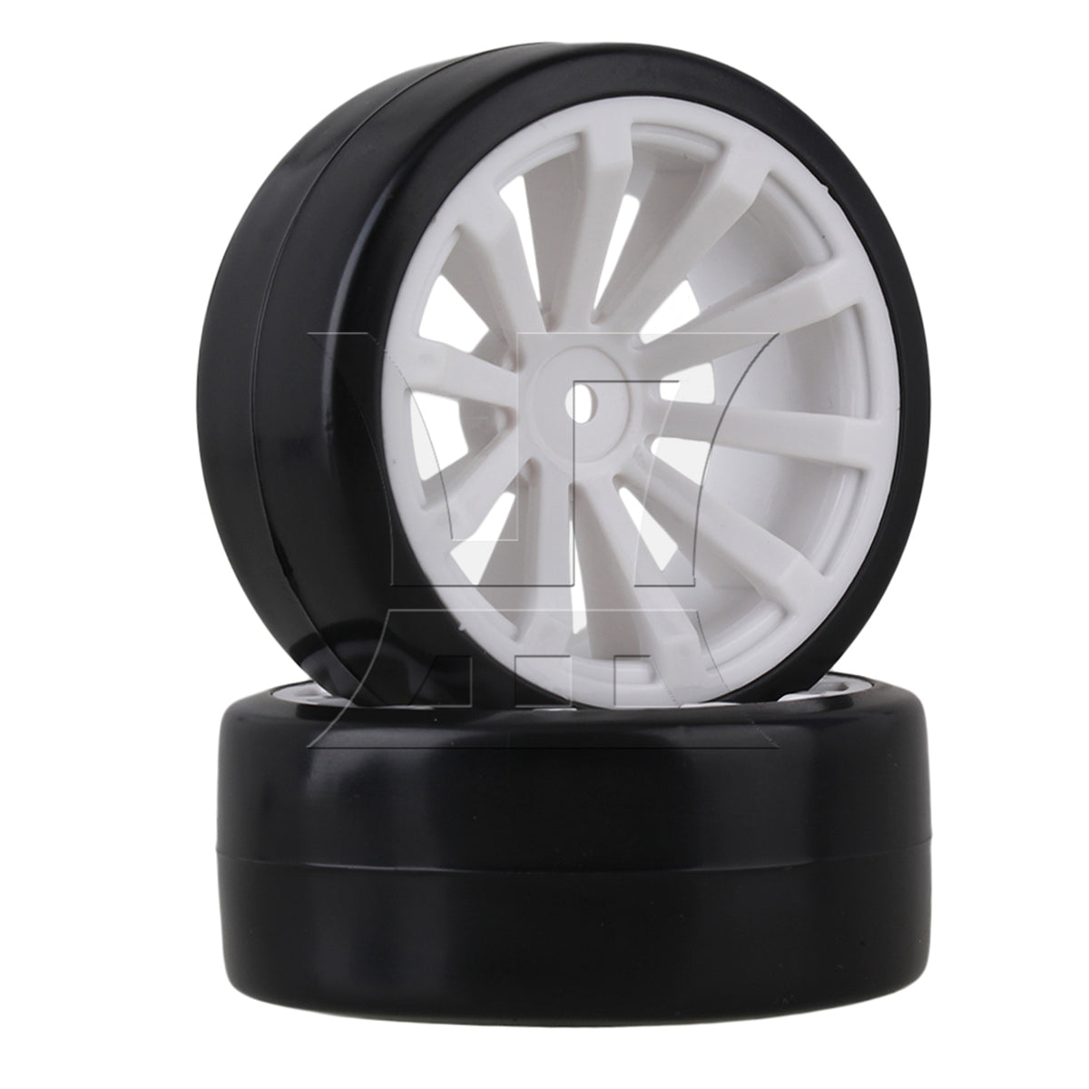 BQLZR 4pcs RC1:10 On Road Car 10 Spoke White Wheel Rims + Black Drift Tyres BQLZR