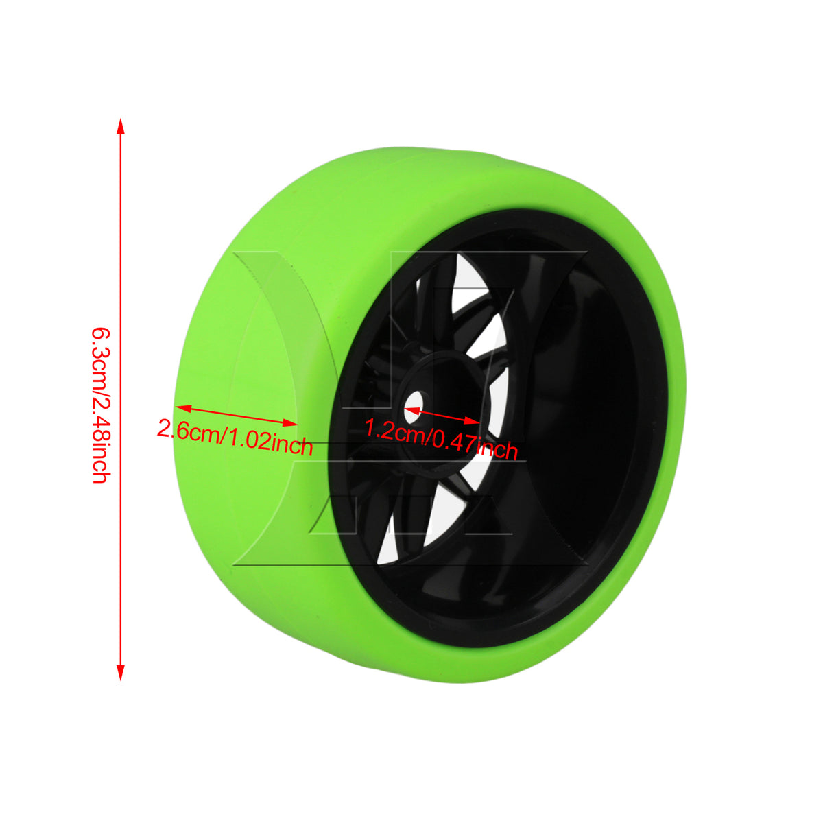 BQLZR 4pcs BQLZR RC1:10 On Road Car Black 14 Spoke Wheel Rims + Green Drift Tyres