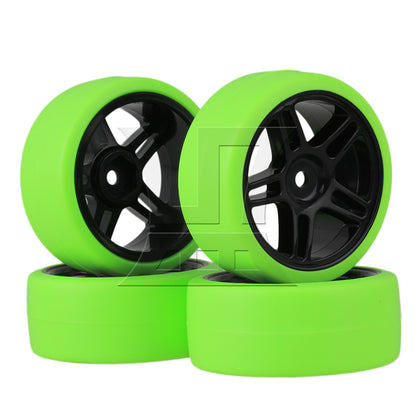 BQLZR RC1:10 Flat Sports Car Drift Tire Black Plastic Wheel Hub Precise Drift Control