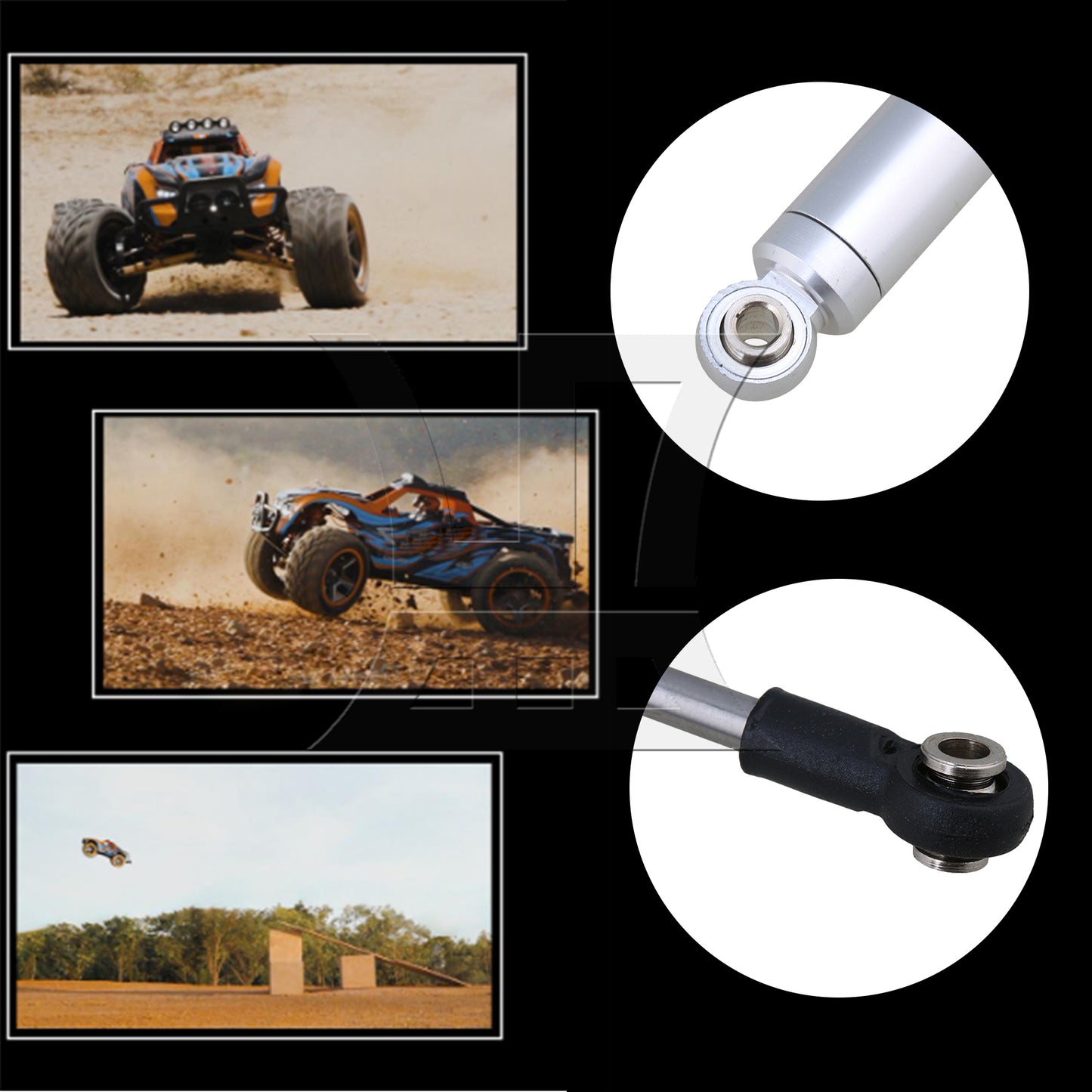 BQLZR 2 Pieces RC1:10 Model Car Alloy Shock Absorber 92mm Length Silver 75003S