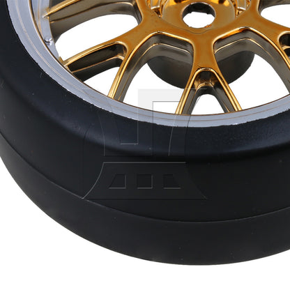 BQLZR  RC1:10 On Road Car Y Shape Yellow Wheel Rims W/ Smooth Drift Tyre 290149