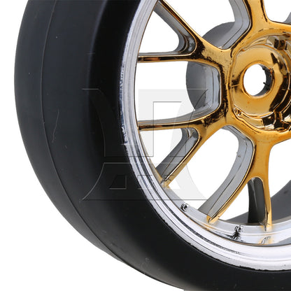 BQLZR  RC1:10 On Road Car Y Shape Yellow Wheel Rims W/ Smooth Drift Tyre 290149