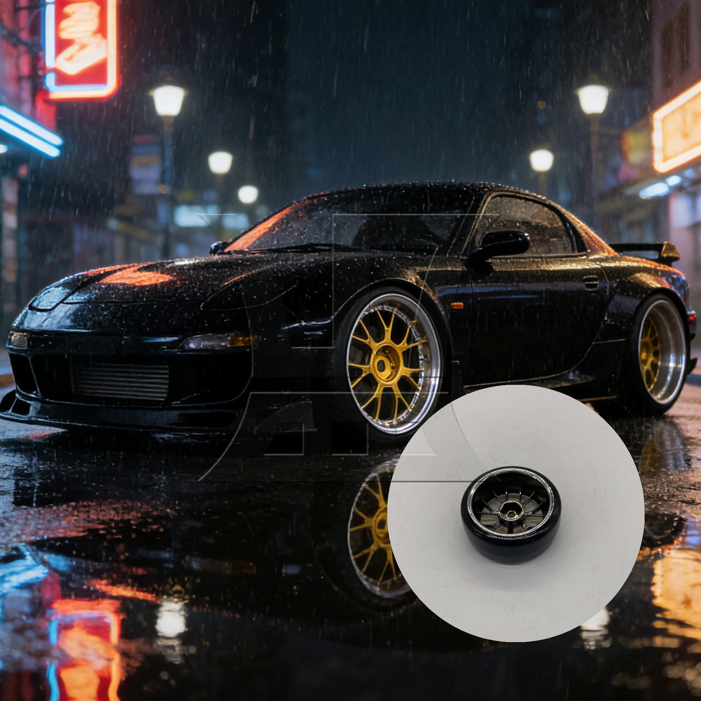 BQLZR  RC1:10 On Road Car Y Shape Yellow Wheel Rims W/ Smooth Drift Tyre 290149