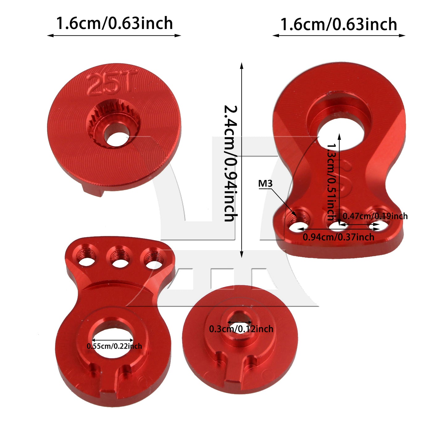 BQLZR Red RC1:8 1:10 1:16 Car Alloy Steering Servo Horn Arm N10220 25T