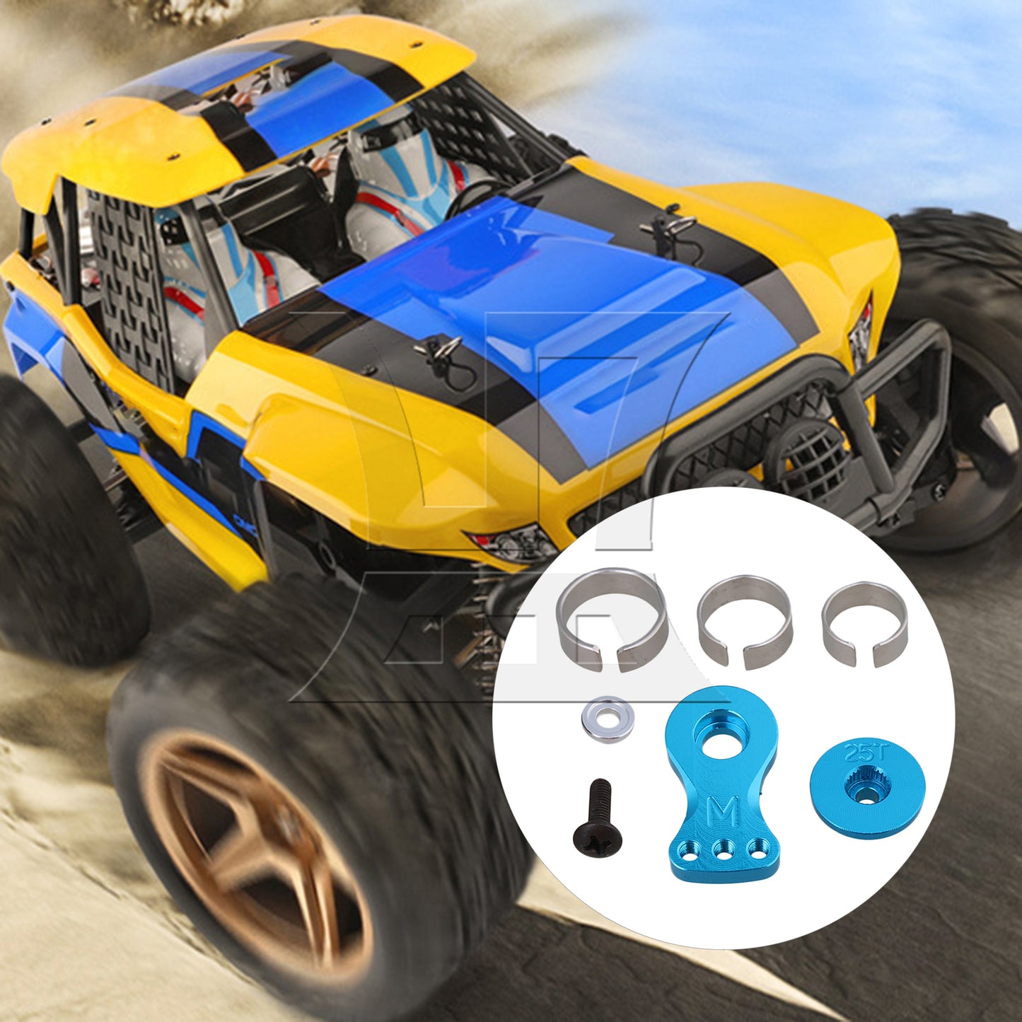 BQLZR Blue 25T N10220B Steering Servo Horn Arm for RC1:8 1:10 1:16 Model Car