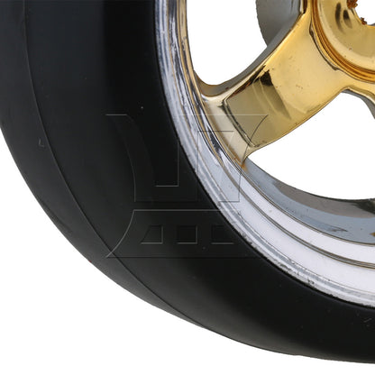 BQLZR 4pcs 12MM Yellow Wheel Rims&Drift Smooth Tyres RC1:10 for On Road Racing Car