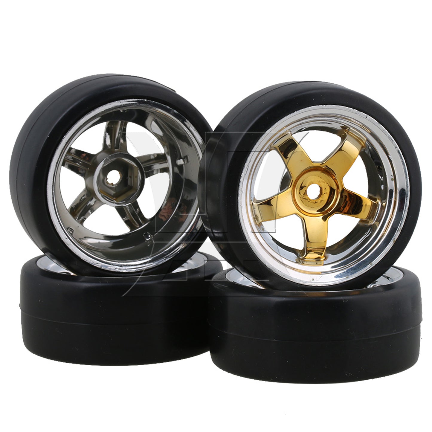 BQLZR 4pcs 12MM Yellow Wheel Rims&Drift Smooth Tyres RC1:10 for On Road Racing Car