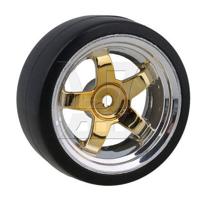 BQLZR 4pcs 12MM Yellow Wheel Rims&Drift Smooth Tyres RC1:10 for On Road Racing Car