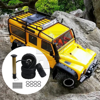 BQLZR 4x S Pattern 2.2" 1:10 RC Inflatable Tires& Alloy Black Beadlock Wheels