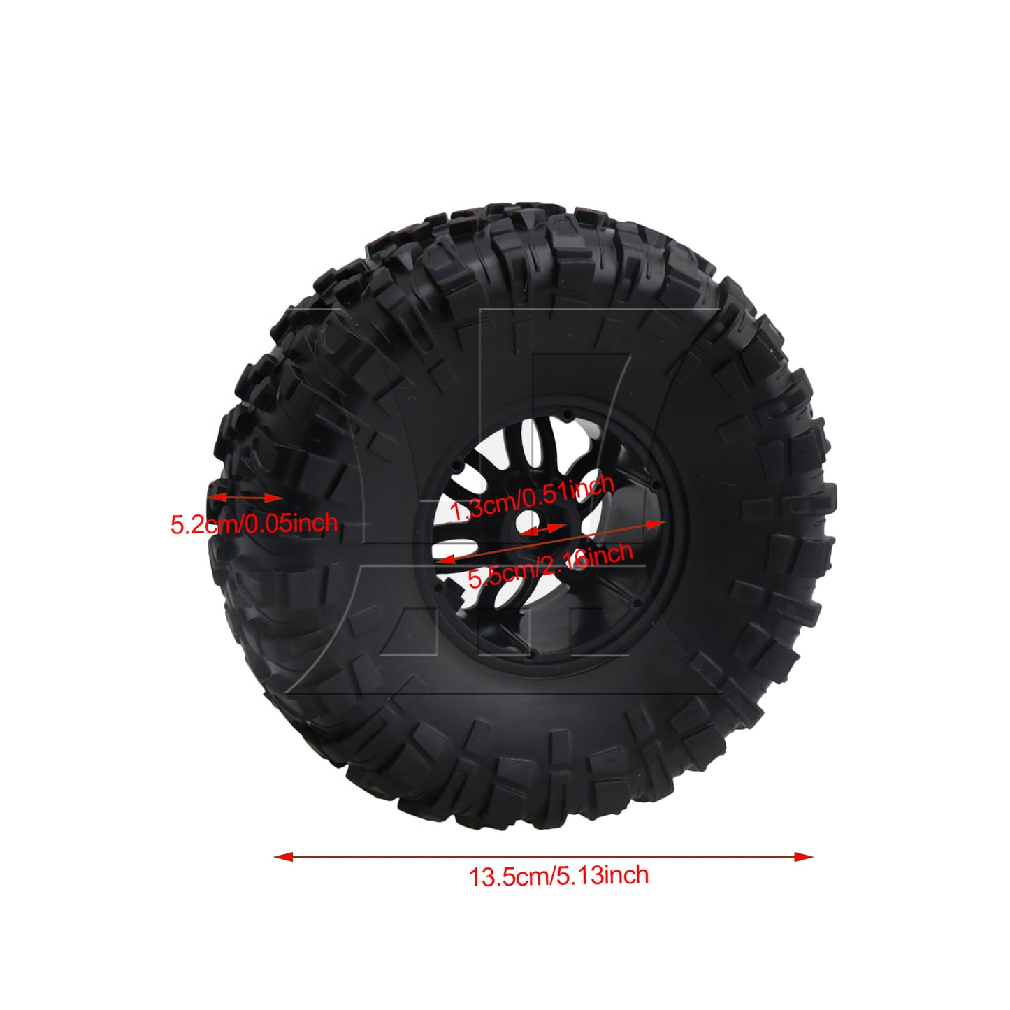 BQLZR 4x S Pattern 2.2" 1:10 RC Inflatable Tires& Alloy Black Beadlock Wheels
