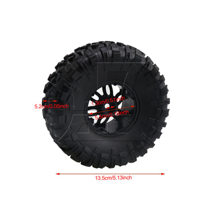 BQLZR 4x S Pattern 2.2" 1:10 RC Inflatable Tires& Alloy Black Beadlock Wheels
