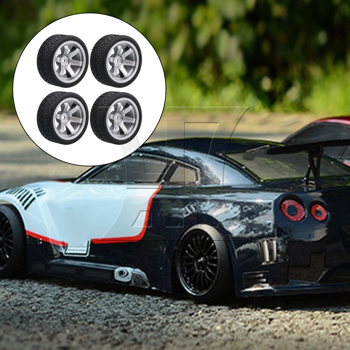 BQLZR  Plated Silver 6 Spoke Wheel Rim & Wheat Tyre for RC1:10 On Road Car BQLZR