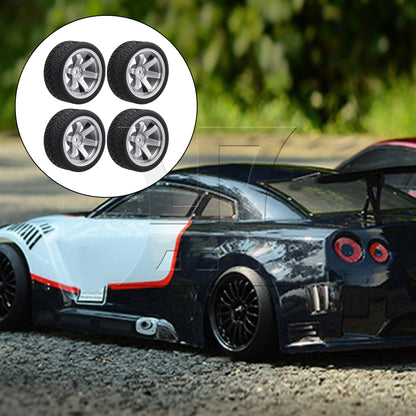 BQLZR  Plated Silver 6 Spoke Wheel Rim & Wheat Tyre for RC1:10 On Road Car BQLZR