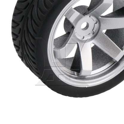 BQLZR  Plated Silver 6 Spoke Wheel Rim & Wheat Tyre for RC1:10 On Road Car BQLZR