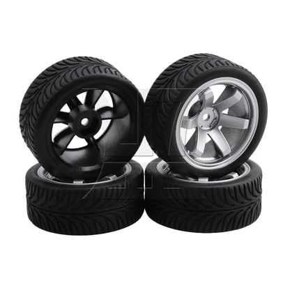 BQLZR  Plated Silver 6 Spoke Wheel Rim & Wheat Tyre for RC1:10 On Road Car BQLZR