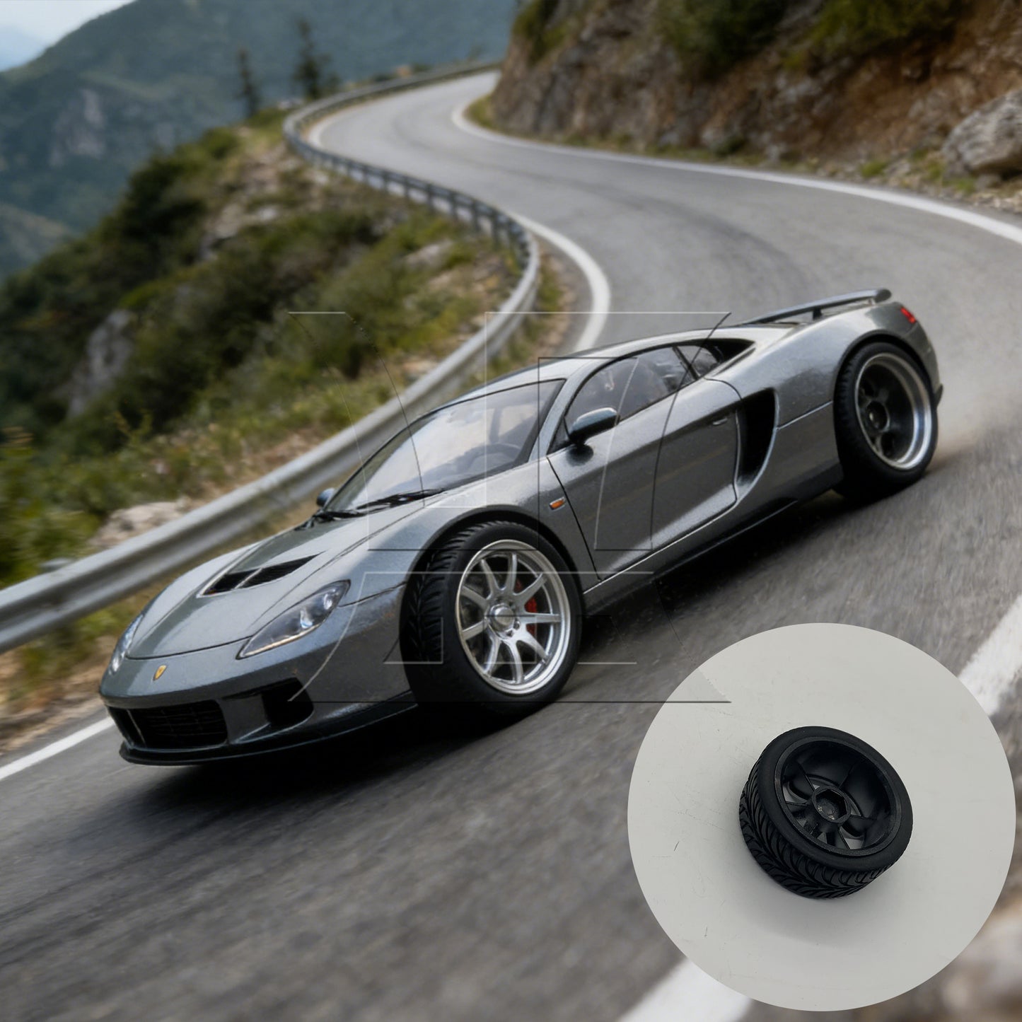 BQLZR  Plated Silver 6 Spoke Wheel Rim & Wheat Tyre for RC1:10 On Road Car BQLZR