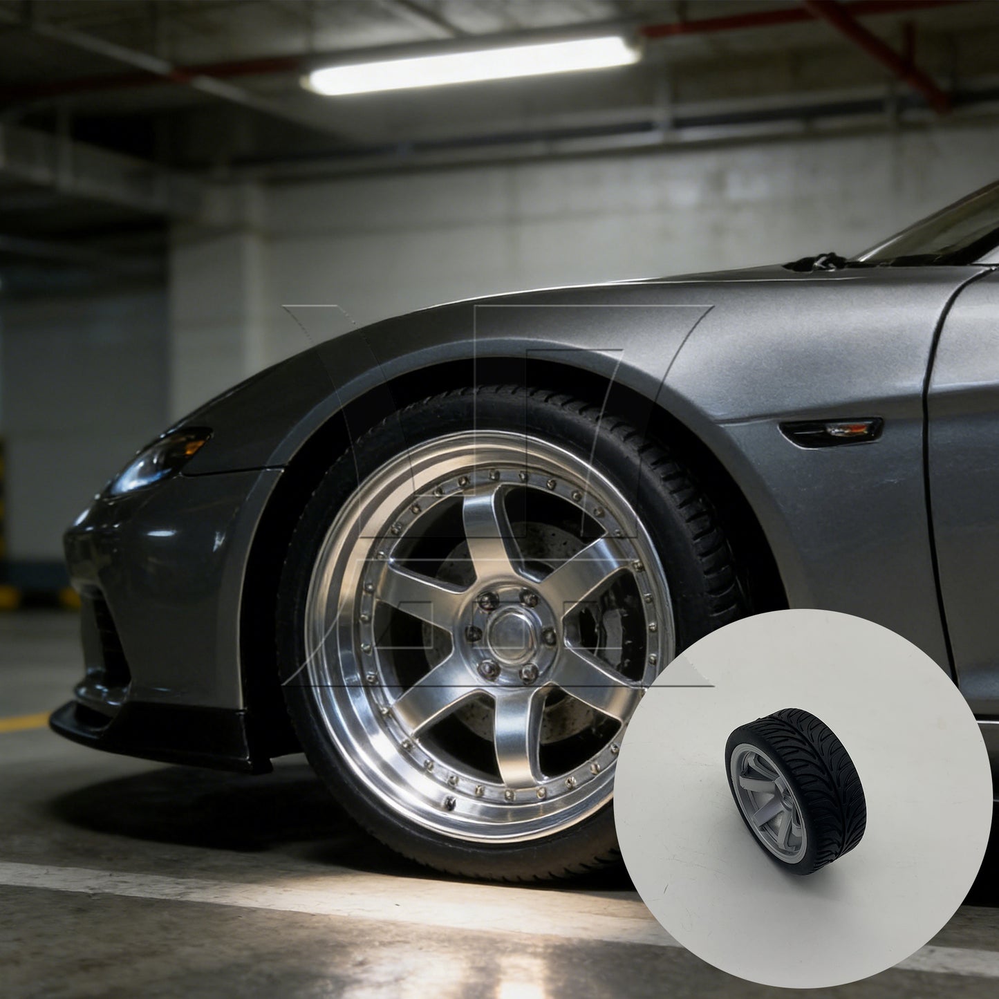 BQLZR  Plated Silver 6 Spoke Wheel Rim & Wheat Tyre for RC1:10 On Road Car BQLZR