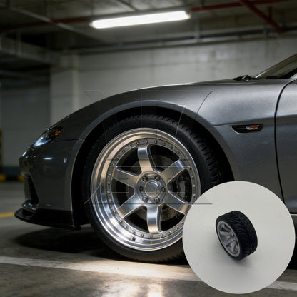 BQLZR  Plated Silver 6 Spoke Wheel Rim & Wheat Tyre for RC1:10 On Road Car BQLZR