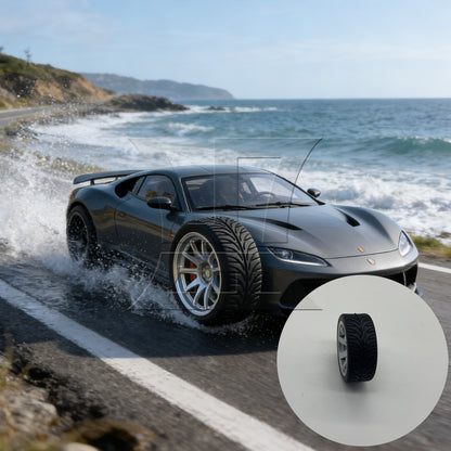BQLZR  Plated Silver 6 Spoke Wheel Rim & Wheat Tyre for RC1:10 On Road Car BQLZR
