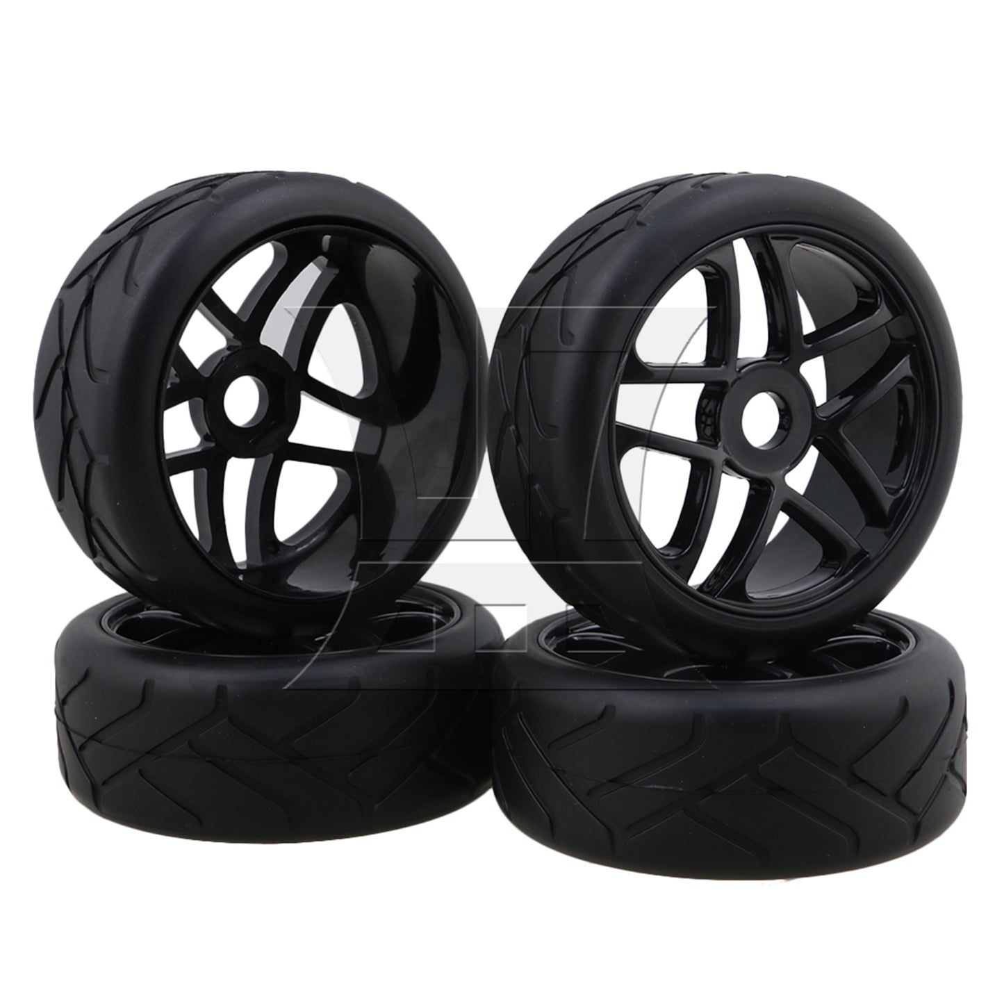 BQLZR  4PCS RC1:8 Off-Road Car Black Flower Type Rubber Tyre &5-Spoke Wheel Rim BQLZR