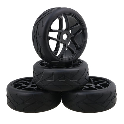 BQLZR  4PCS RC1:8 Off-Road Car Black Flower Type Rubber Tyre &5-Spoke Wheel Rim BQLZR